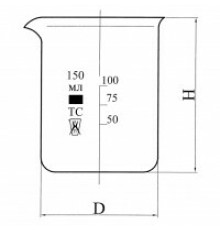 Стакан Н-1-250 низкий с делениями и носиком, ТС